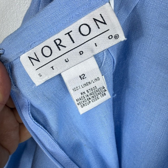 Vintage Norton Linen Embroidered Floral‎ Pencil Skirt Size 12 Light Blue Spring - Picture 5 of 5